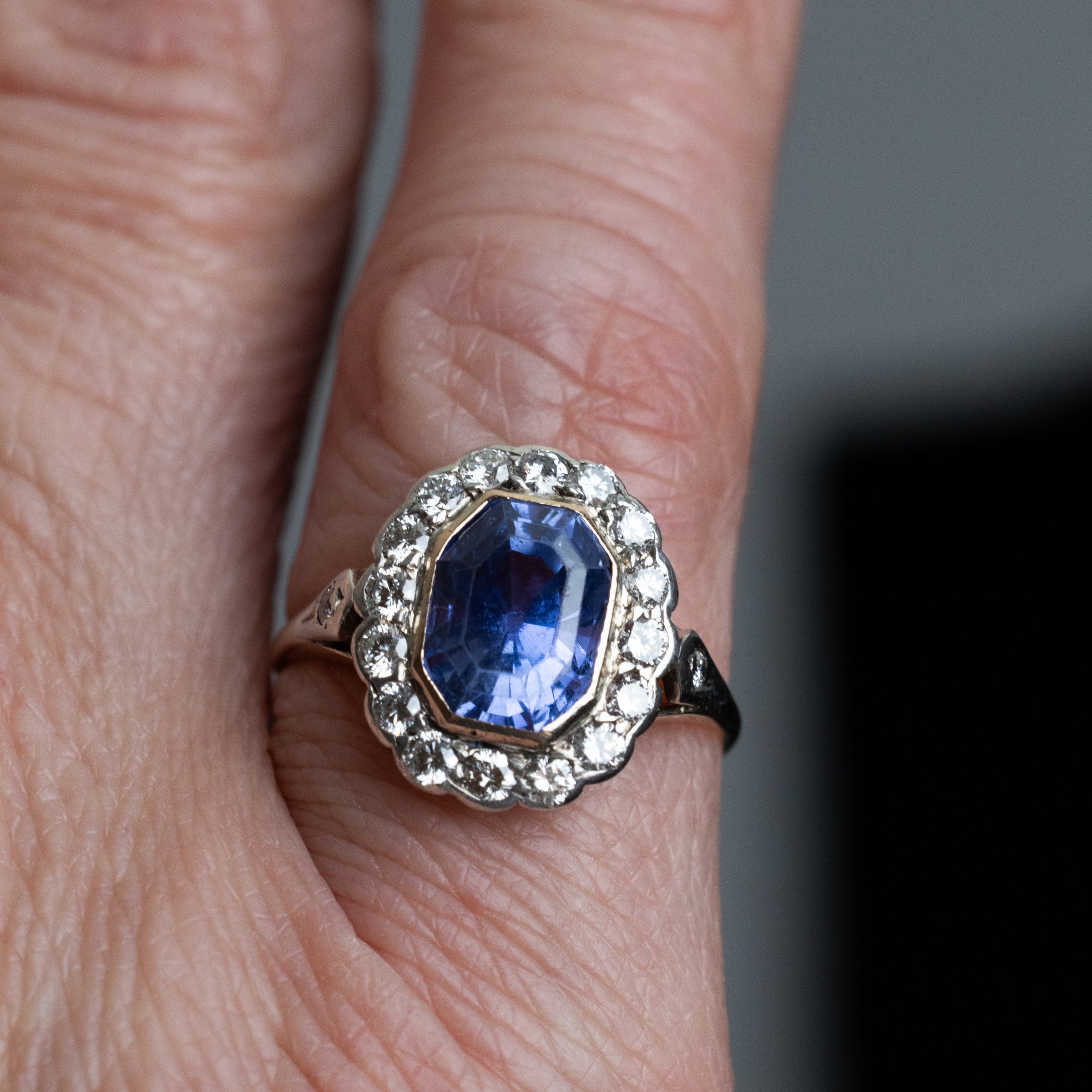 Vintage 2.5 Carat Sapphire And Diamond Ring