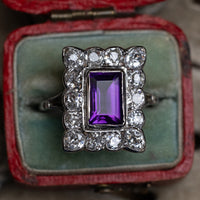 Art Deco Amethyst & Diamond Ring