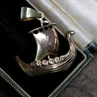 14K Gold Viking Row Boat Pendant