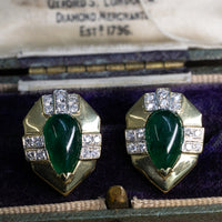 18K Emerald And Diamond Earrings