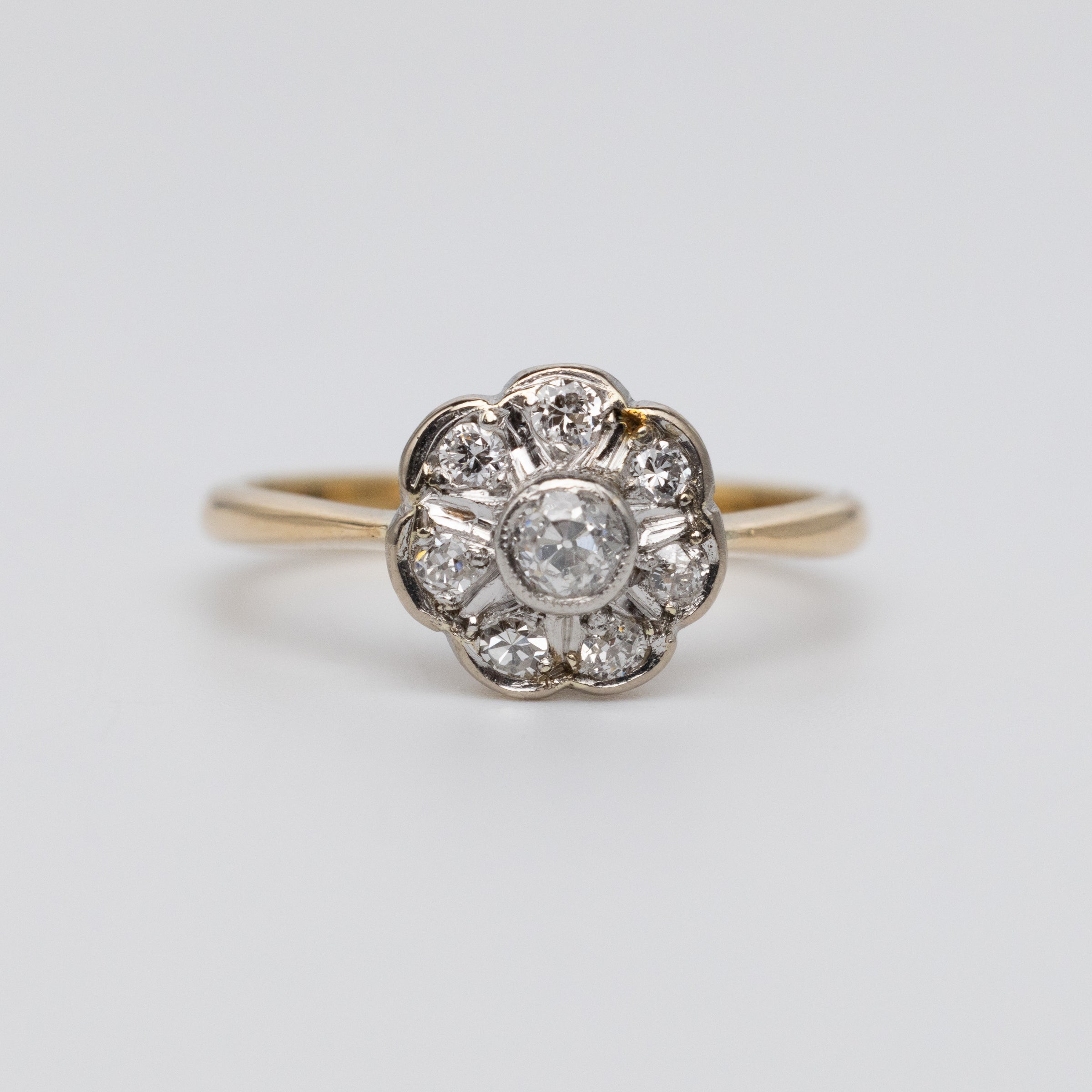 Old Cut Diamond Flower Ring