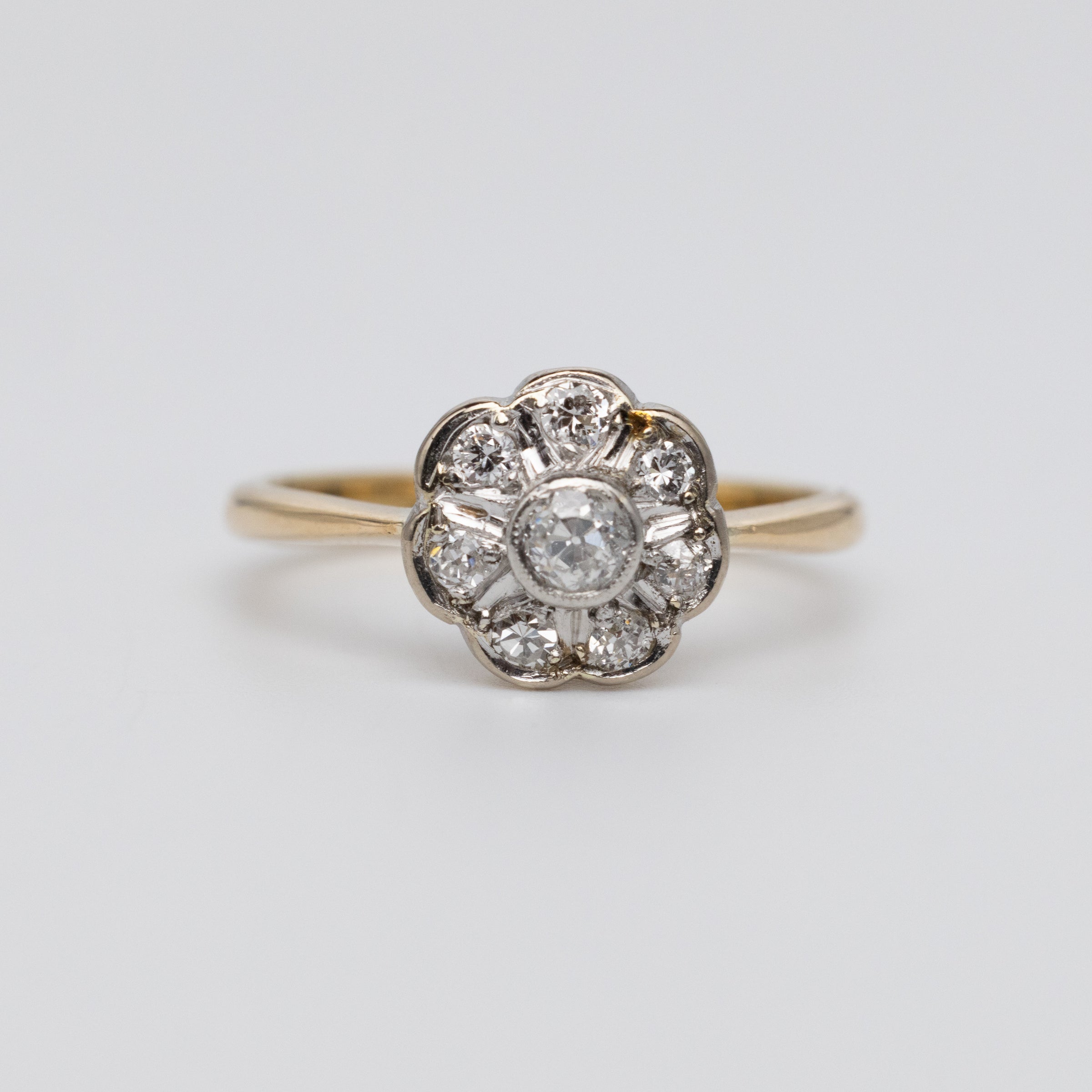 Old Cut Diamond Flower Ring