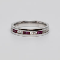 18K White Gold Ruby And Diamond Eternity Ring