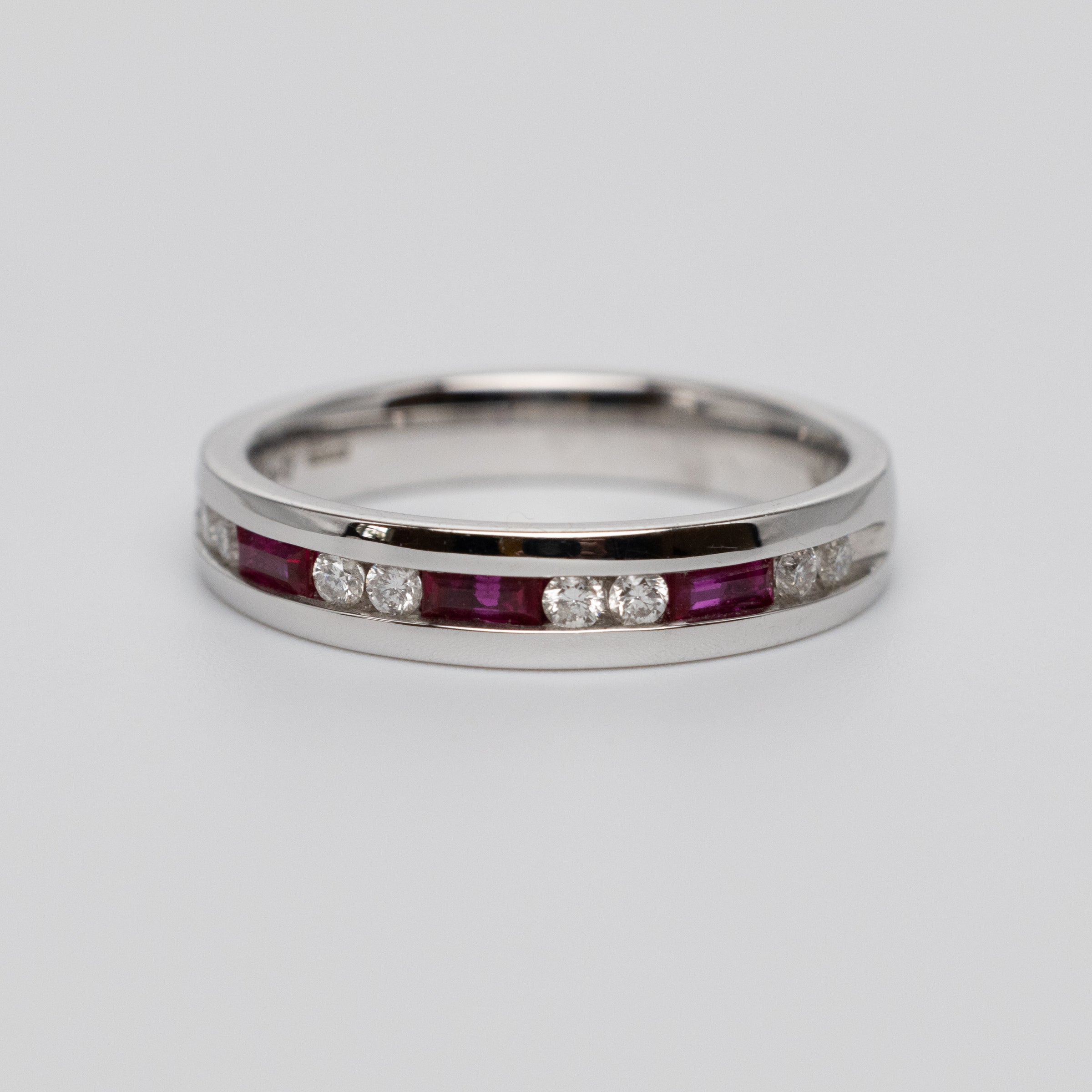 18K White Gold Ruby And Diamond Eternity Ring
