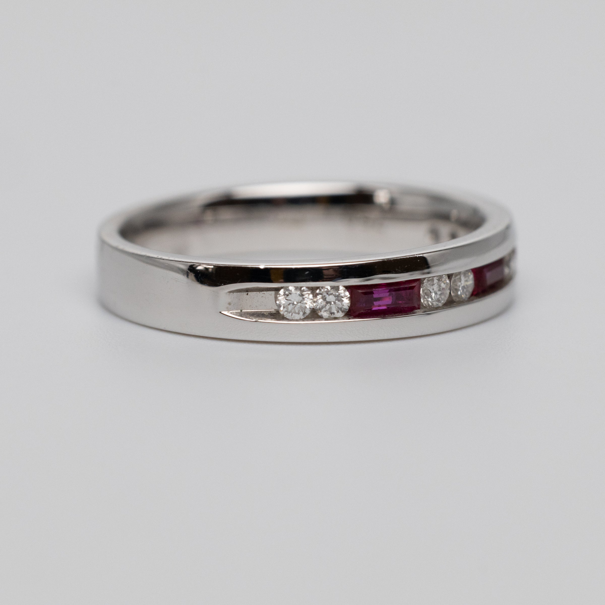 18K White Gold Ruby And Diamond Eternity Ring