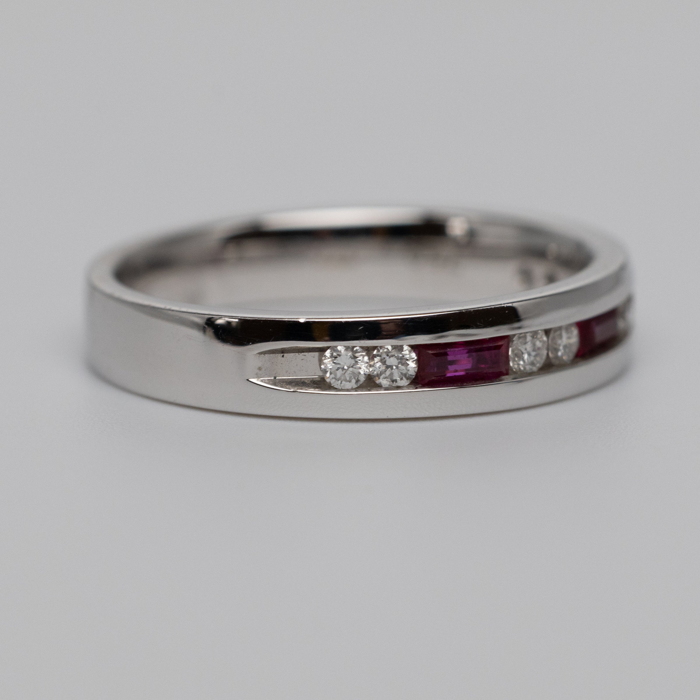 18K White Gold Ruby And Diamond Eternity Ring