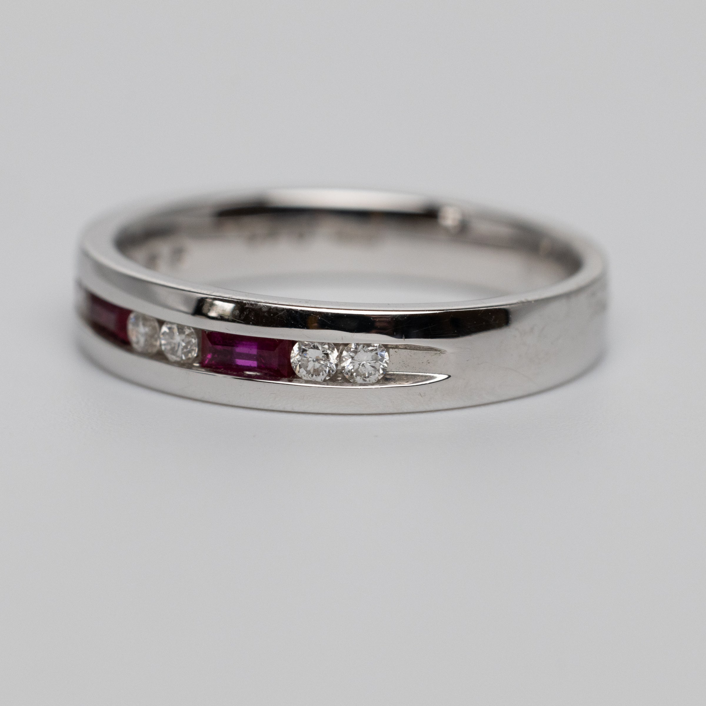 18K White Gold Ruby And Diamond Eternity Ring