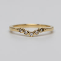 18K Diamond Bezel Set Curved Ring