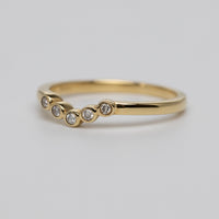 18K Diamond Bezel Set Curved Ring