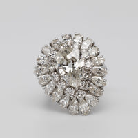 Vintage Old Cut 5.85 Carat Pear Shaped Diamond Cocktail Ring