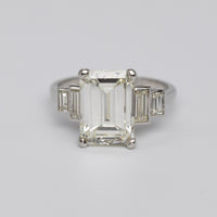 Art Deco GIA Certified 3.7 Carat Emerald Cut Diamond Engagement Ring