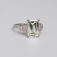 Art Deco GIA Certified 3.7 Carat Emerald Cut Diamond Engagement Ring