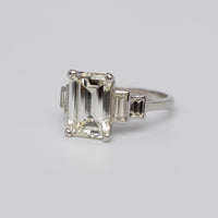 Art Deco GIA Certified 3.7 Carat Emerald Cut Diamond Engagement Ring