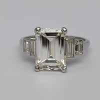 Art Deco GIA Certified 3.7 Carat Emerald Cut Diamond Engagement Ring