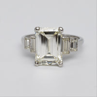 Art Deco GIA Certified 3.7 Carat Emerald Cut Diamond Engagement Ring