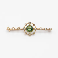 Edwardian Peridot And Pearl Brooch