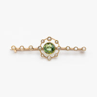Edwardian Peridot And Pearl Brooch