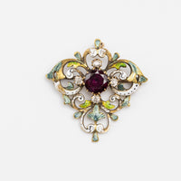 Art Nouveau Ruby Brooch