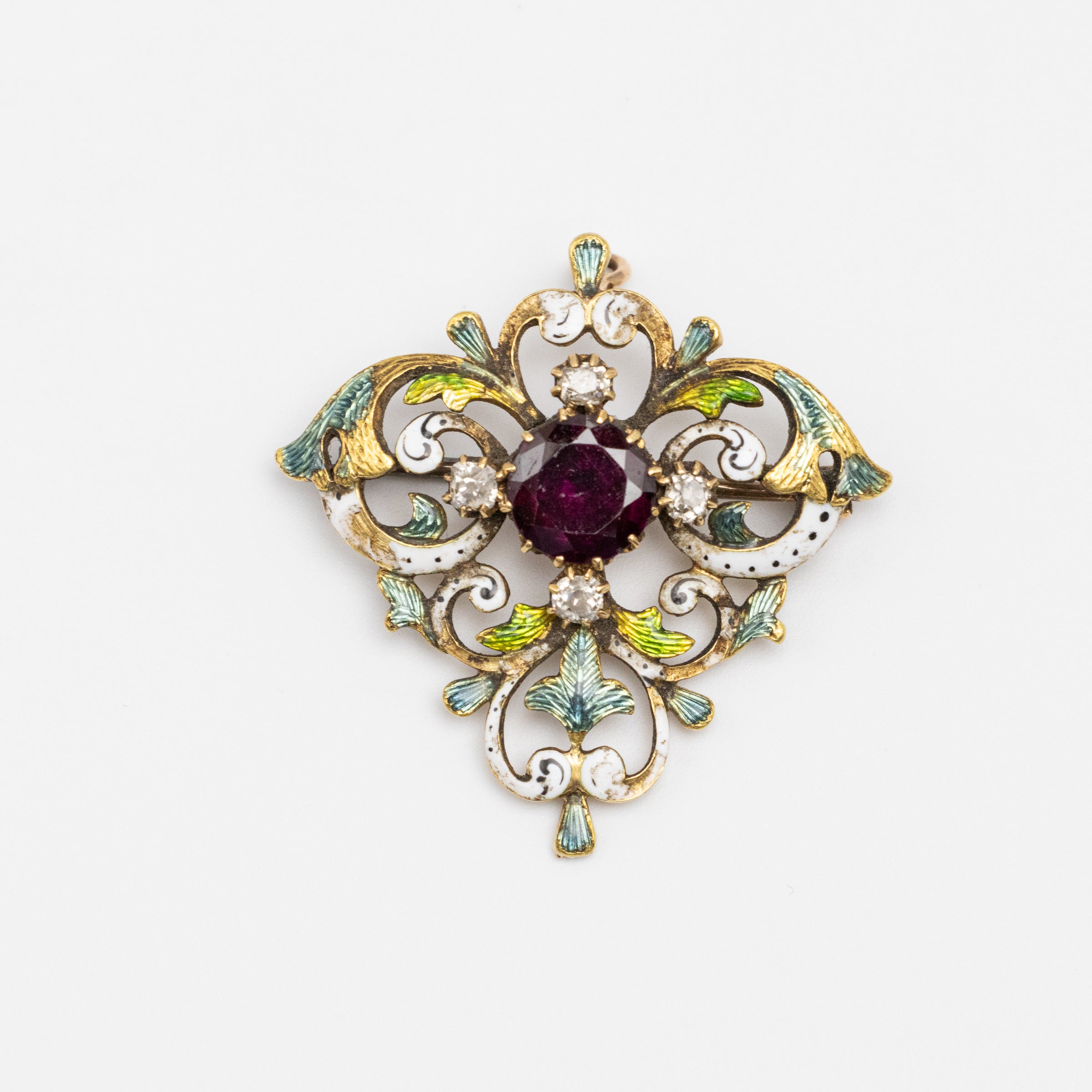 Art Nouveau Ruby Brooch