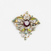 Art Nouveau Ruby Brooch