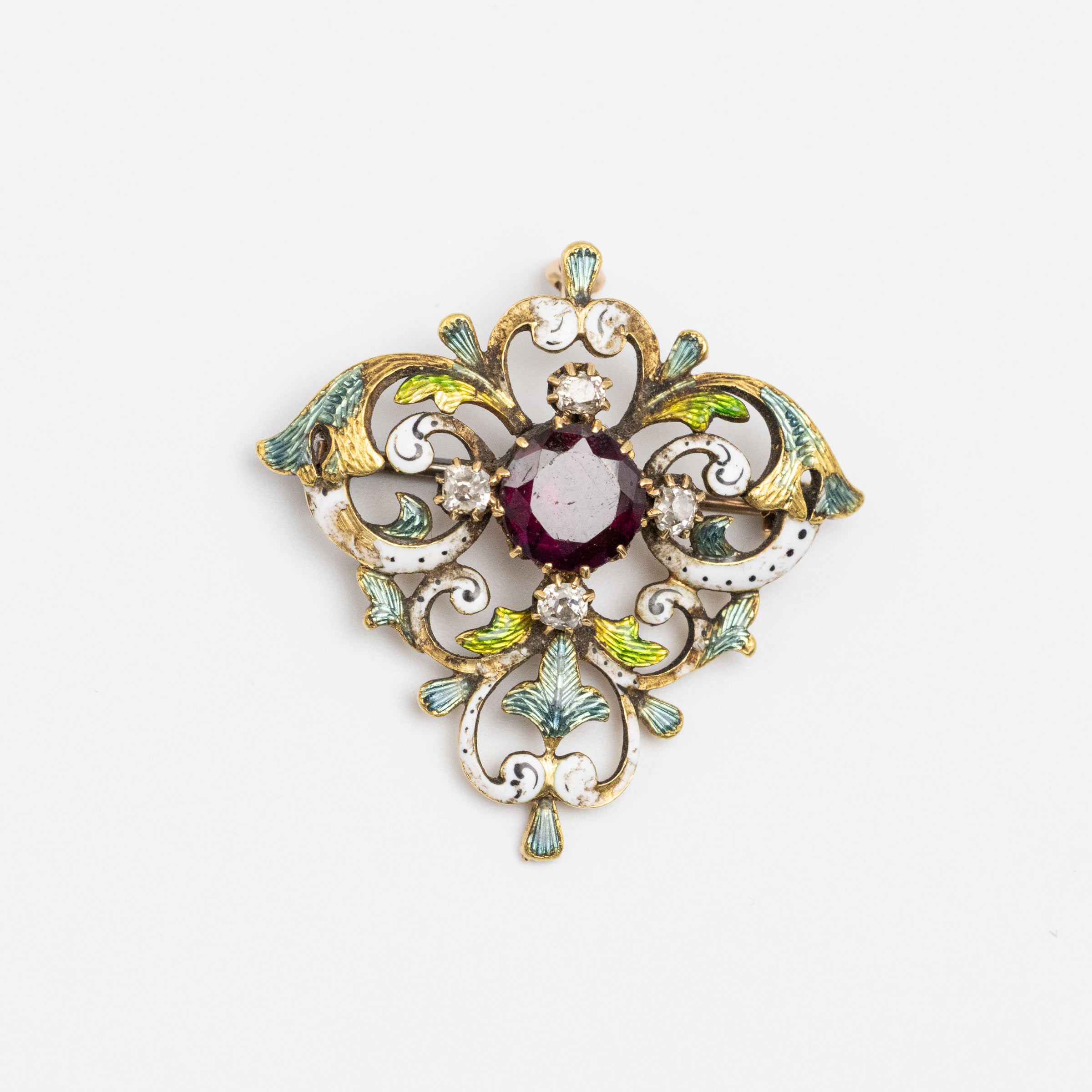 Art Nouveau Ruby Brooch