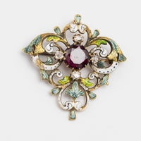 Art Nouveau Ruby Brooch