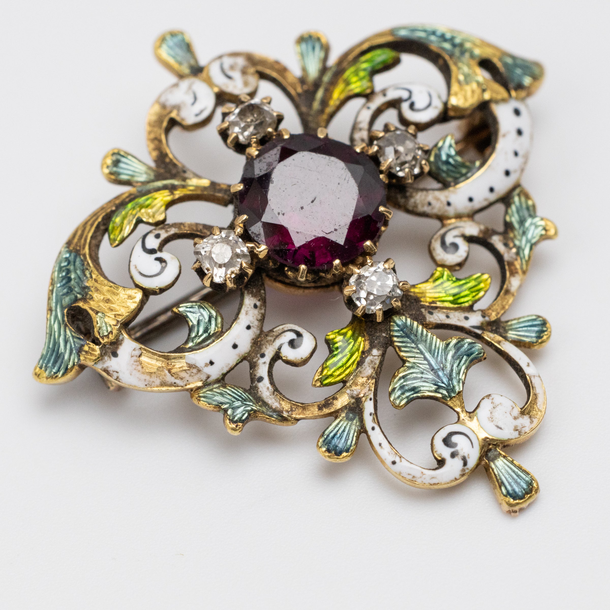 Art Nouveau Ruby Brooch