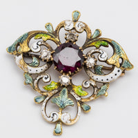 Art Nouveau Ruby Brooch