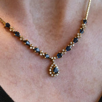 18K Yellow Gold Sapphire And Diamond Necklace