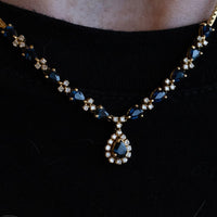 18K Yellow Gold Sapphire And Diamond Necklace