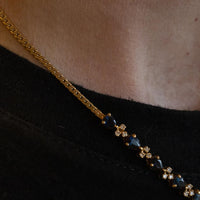 18K Yellow Gold Sapphire And Diamond Necklace