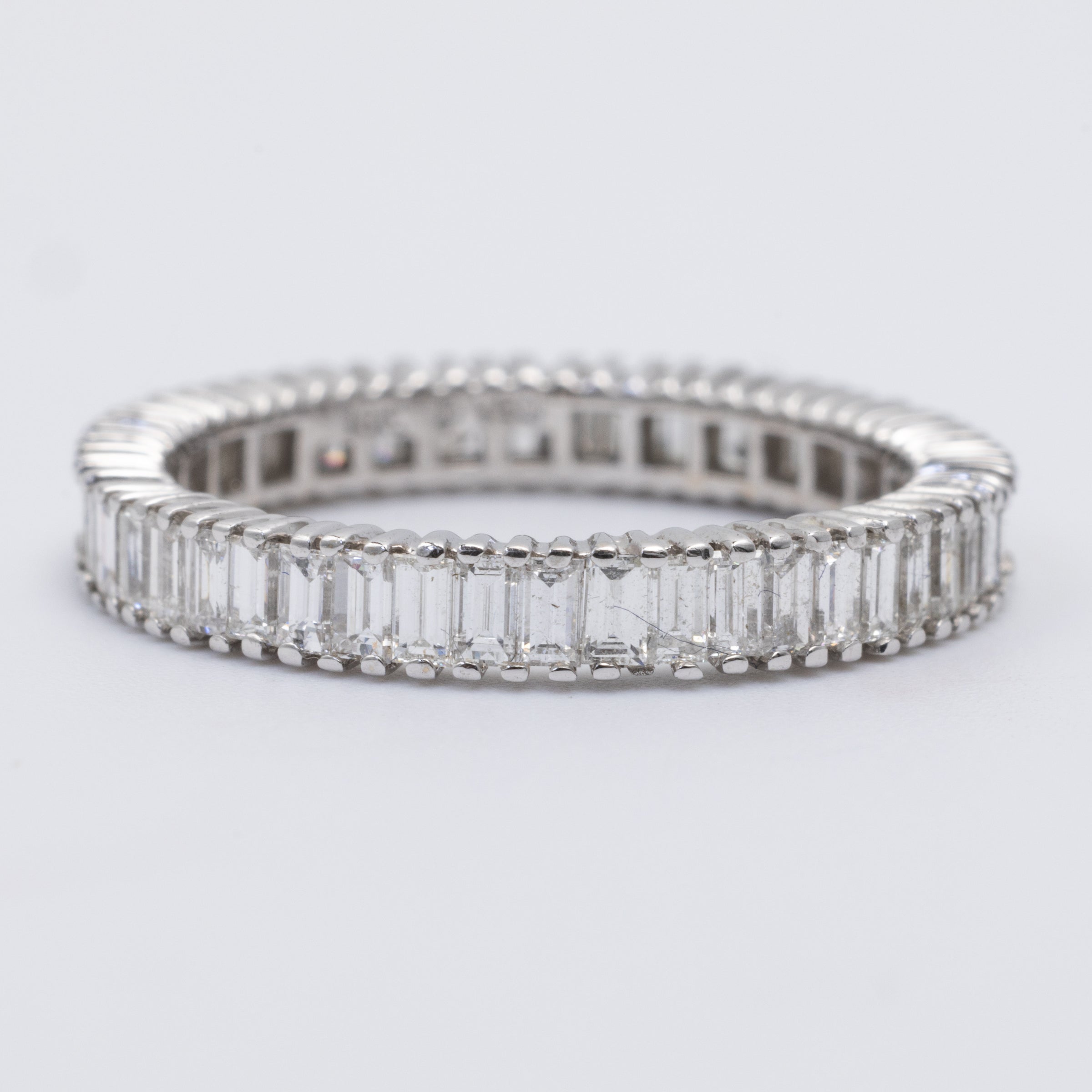 18K White Gold Full Eternity Emerald Cut Diamond Ring