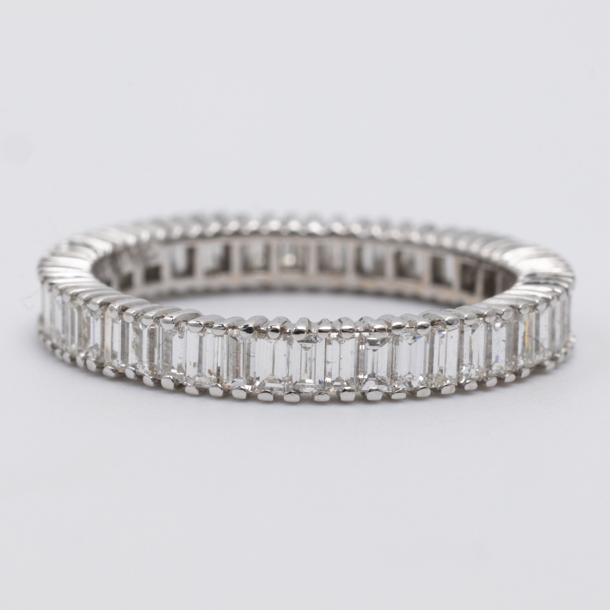 18K White Gold Full Eternity Emerald Cut Diamond Ring