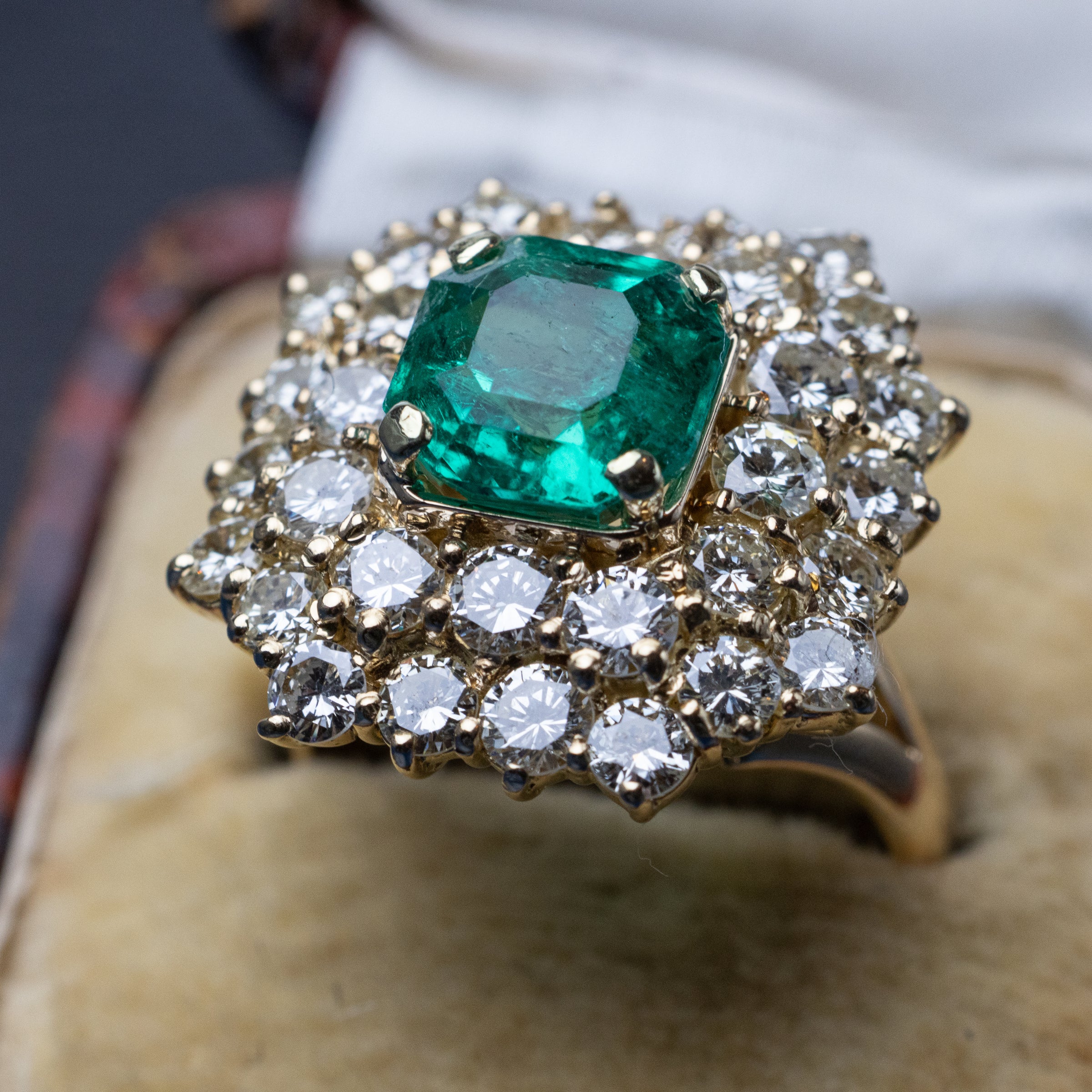 2.15 Carat Emerald And Diamond Ring