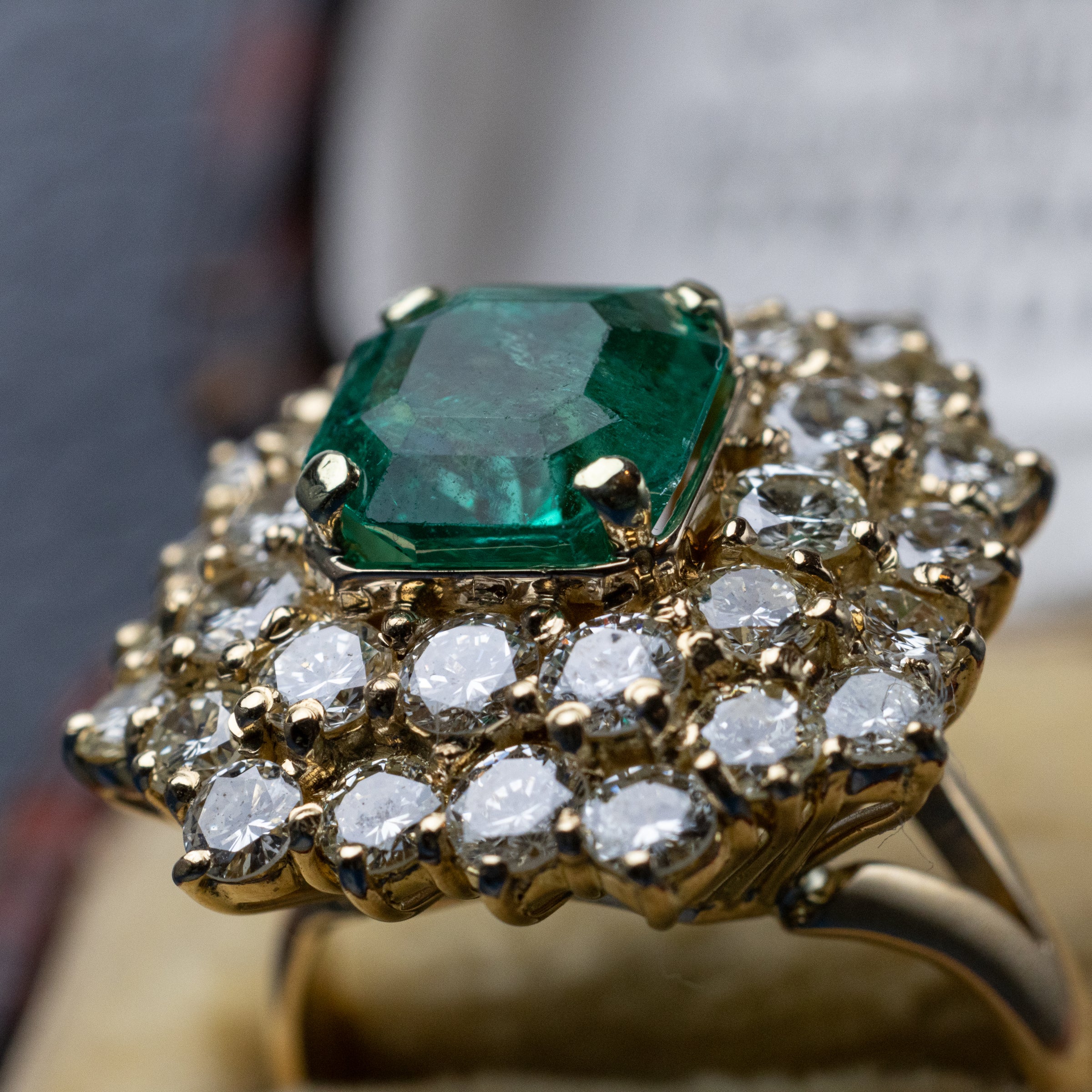 2.15 Carat Emerald And Diamond Ring