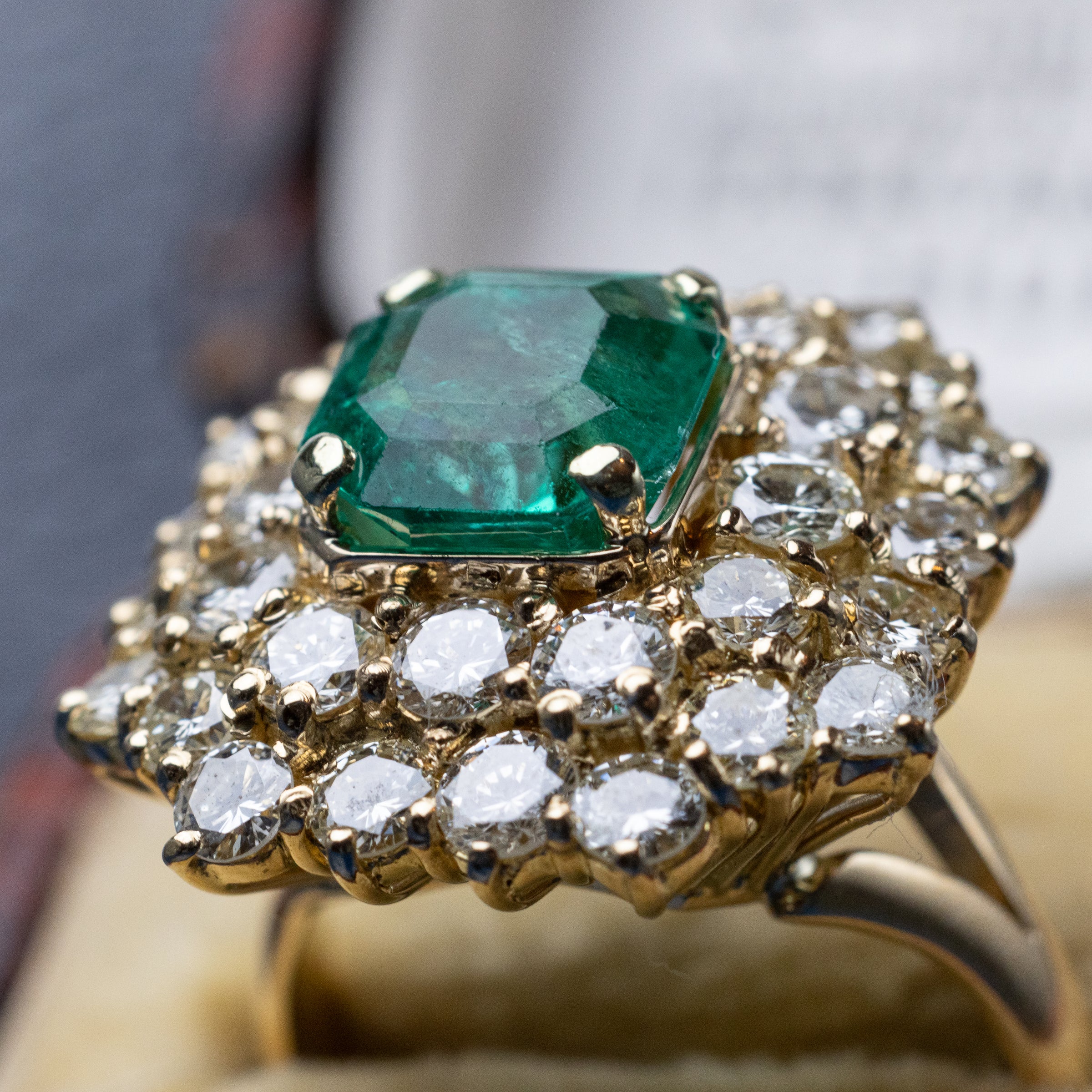 2.15 Carat Emerald And Diamond Ring