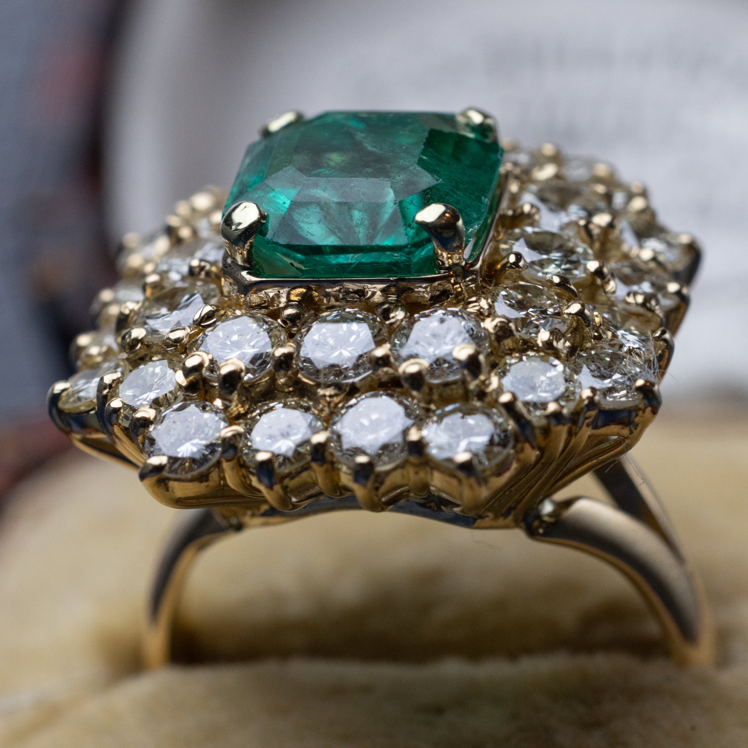 2.15 Carat Emerald And Diamond Ring