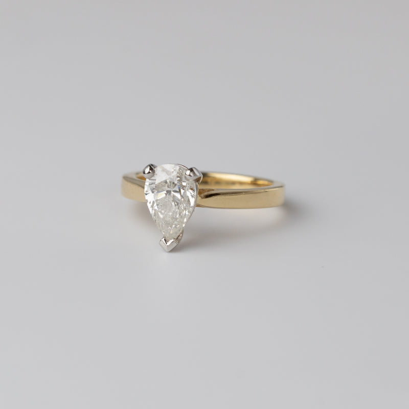 1.70 Carat Pear Shaped Diamond Ring