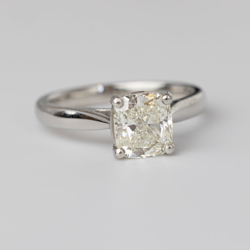 GIA 1.7 Carat Cushion Cut Diamond Ring