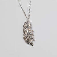 Diamond Feather Pendant On Chain