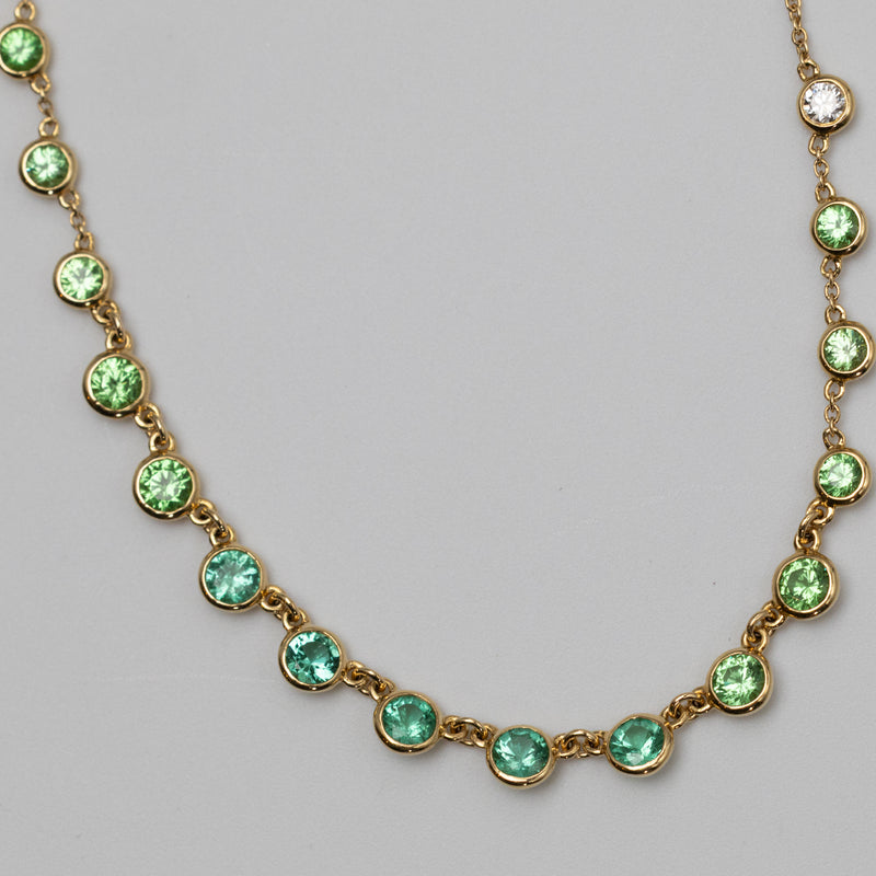 Multi-Coloured Emerald And Diamond Necklace