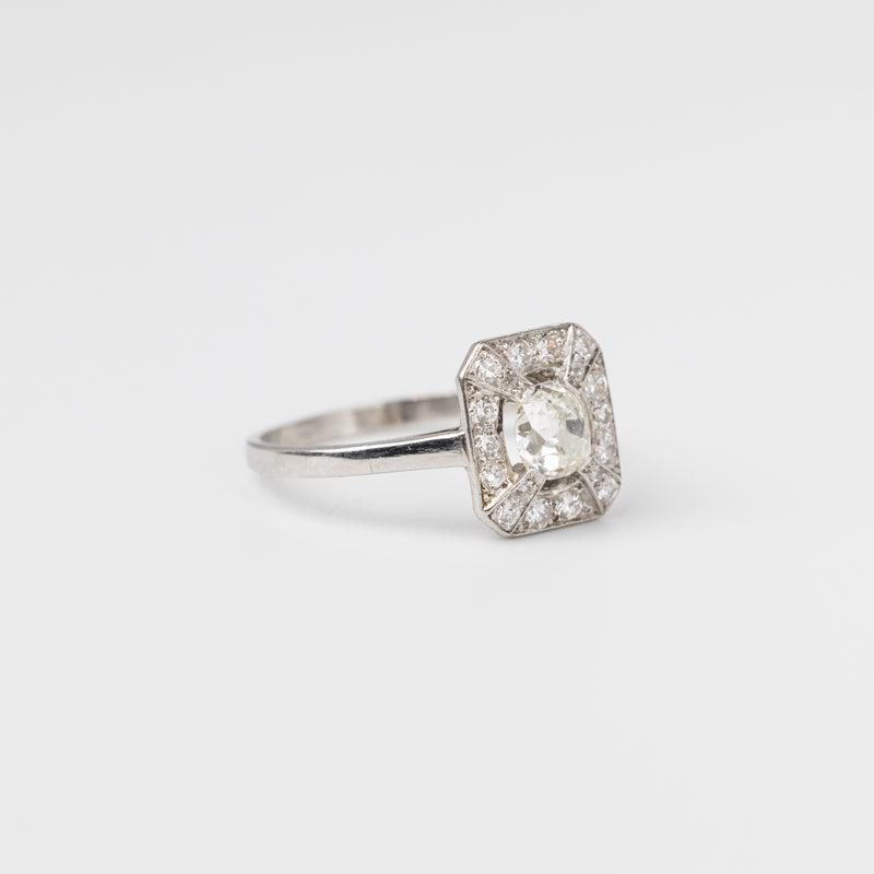 Art Deco Mine Cut Diamond Ring