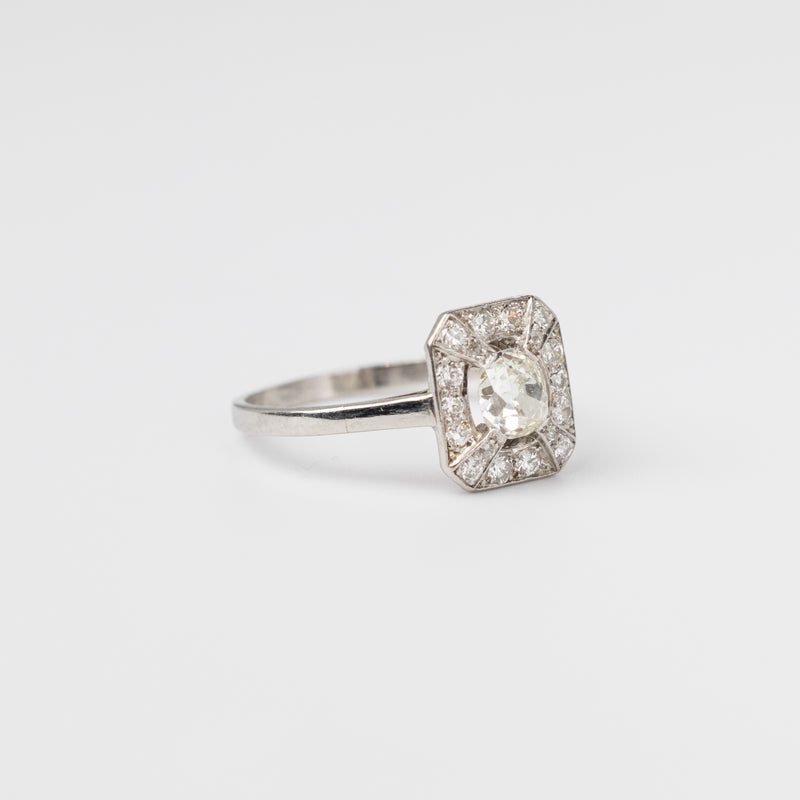 Art Deco Mine Cut Diamond Ring