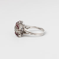 Vintage Three Row Ruby And Diamond Ring