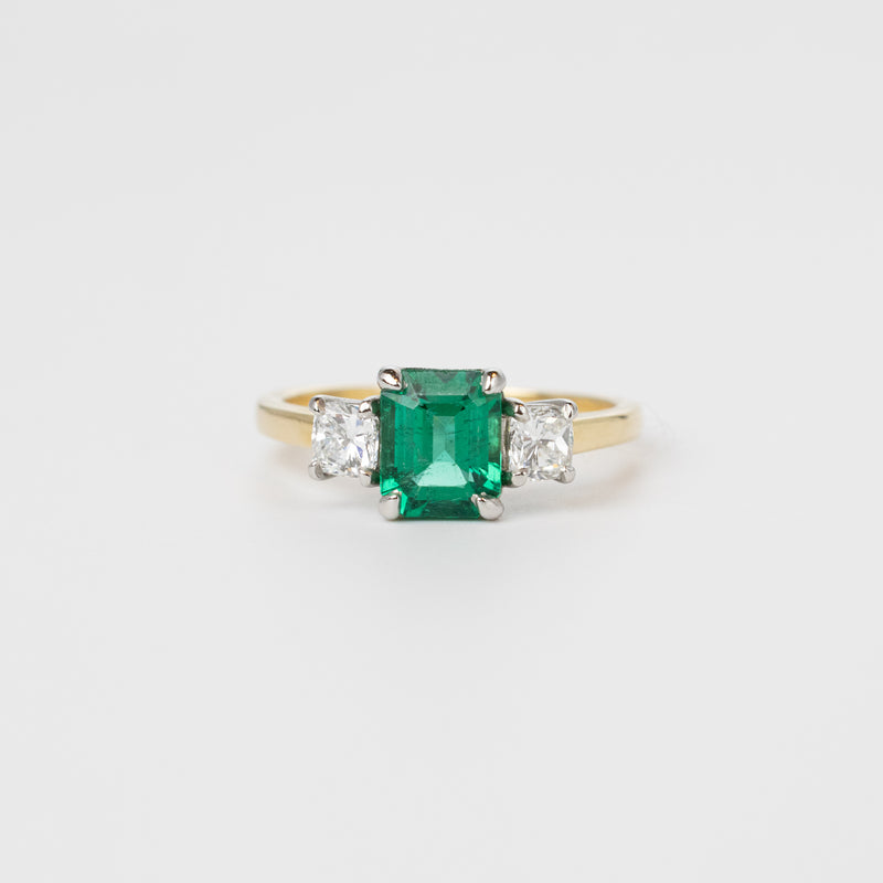 Zambian Emerald And Diamond Ring Front