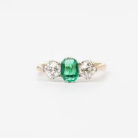 Vintage Emerald And Diamond Trilogy Ring