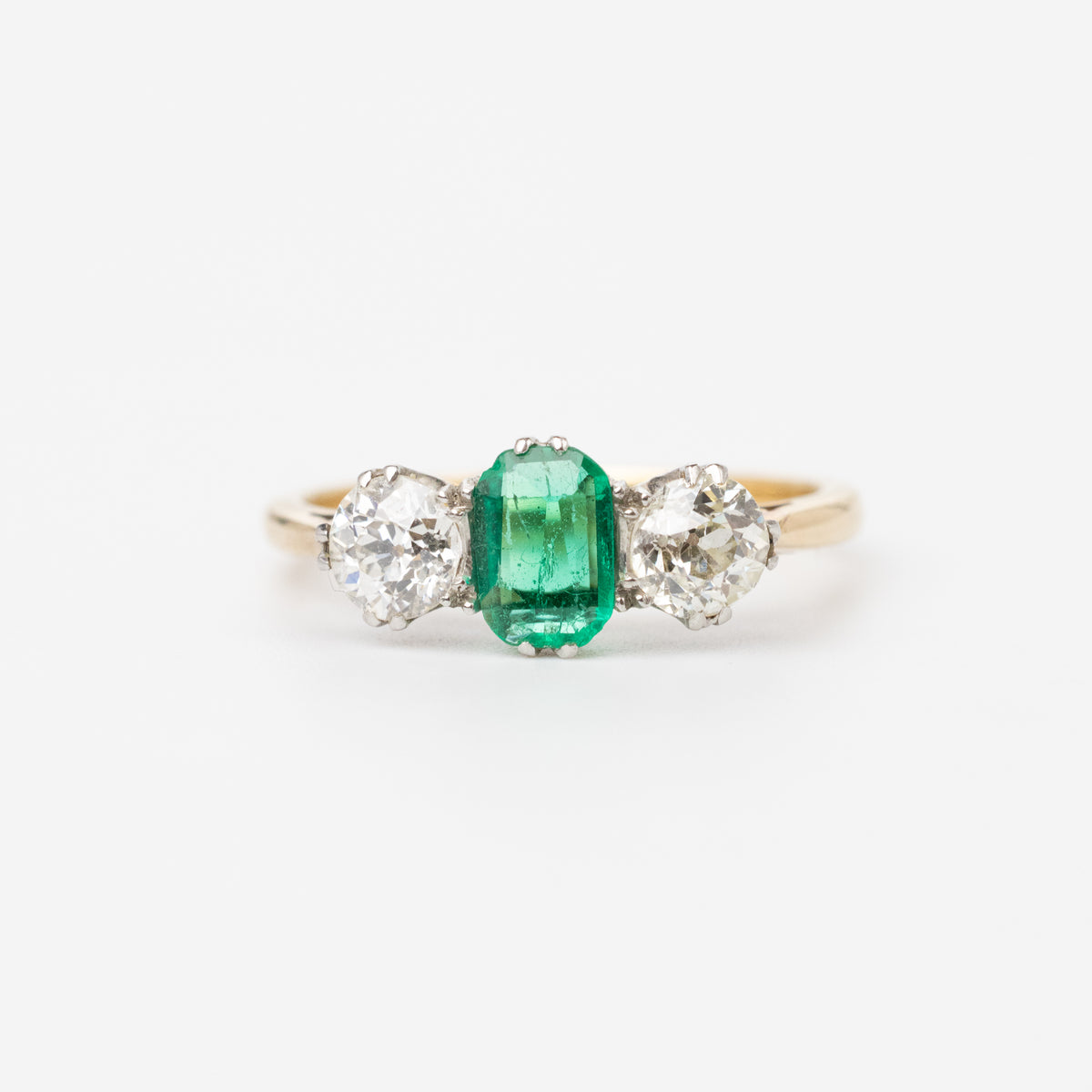 Vintage Emerald And Diamond Trilogy Ring