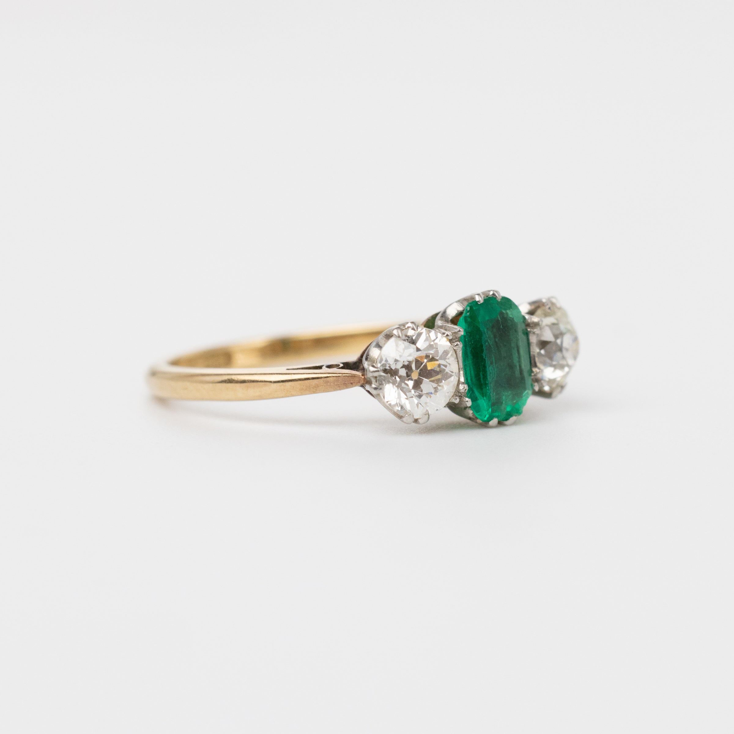Vintage Emerald And Diamond Trilogy Ring