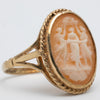 Victorian 1897 'Three Graces' Cameo 9K Yellow Gold Ring