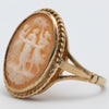 Victorian 1897 'Three Graces' Cameo 9K Yellow Gold Ring